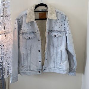 Levi Denim Sherpa Star Studded Jacket